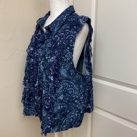 NWT PILCRO Denim Cropped Vest Top Blouse Womens XL button up Bohemian cropped - Picture 5 of 9